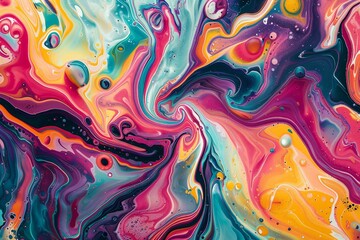 Fluid Art Background with Colorful Swirling Patterns.