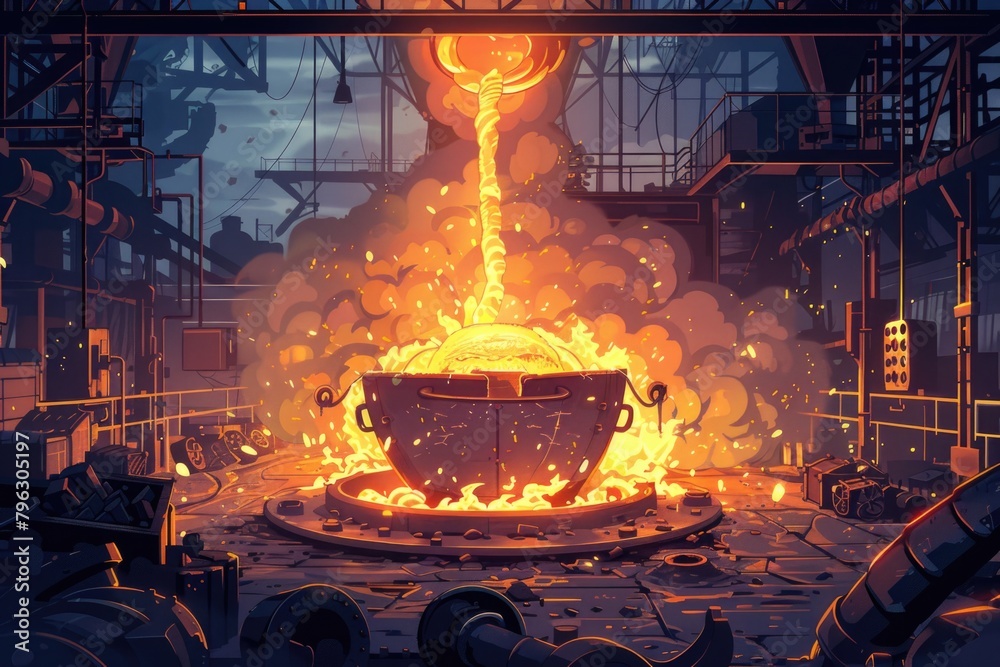 Poster a glimpse into the production of a large pot. ideal for industrial concepts