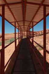 Narrow walkway in the Arizona Desert near the Antelope Canyon