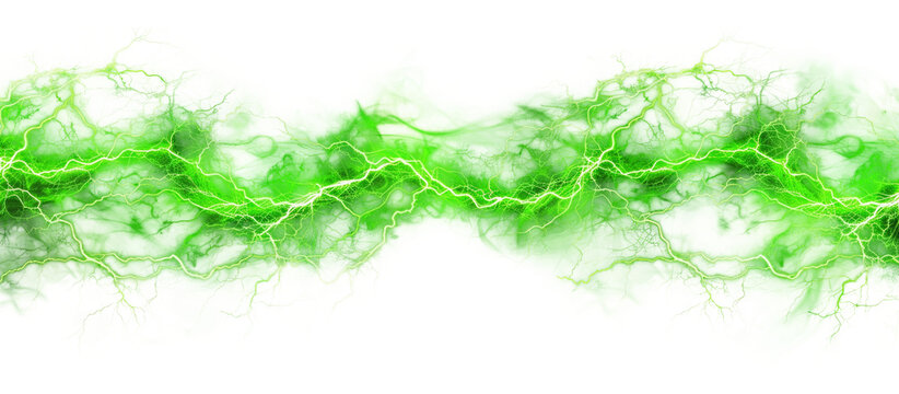 Green electricity isolated on transparent background.