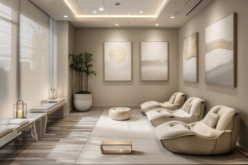 Serene Spa Lounge with Relaxing Neutral Tones
