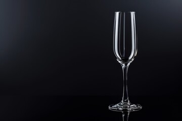 Champagne Glass on Dark Background. Sleek and Modern Design Premium Sparkling Wine. 
