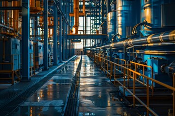 Fototapeta premium An editorial photography style shot of a green technology manufacturing process at a sustainable factory