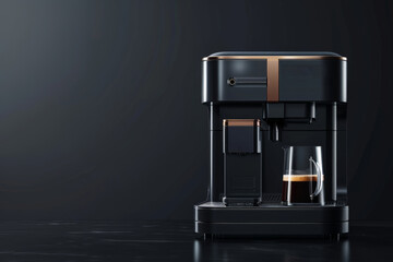 Coffee Maker on Dark Background. Sleek and Modern Design Espresso Machine.