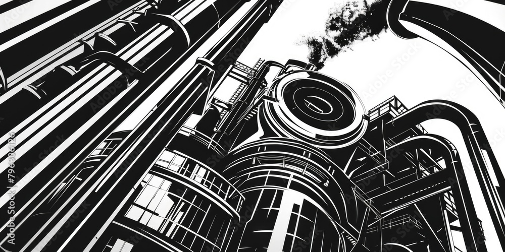 Poster a monochrome image of a tall building. suitable for architectural projects