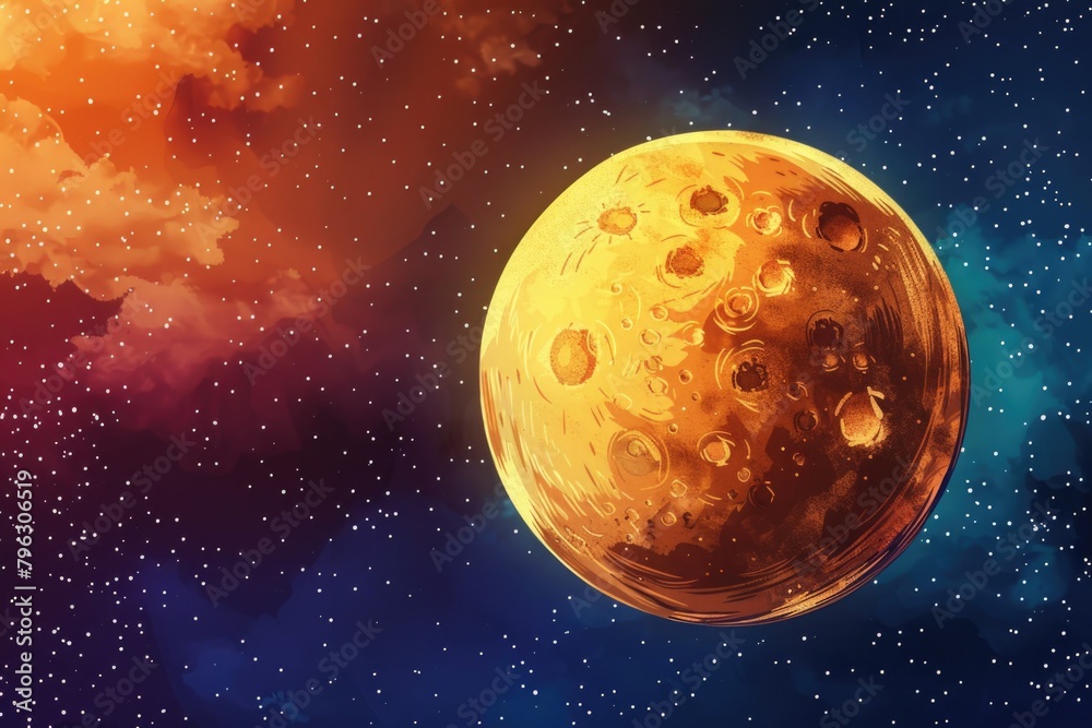 Poster A stunning image of a planet shining in the sky. Perfect for science or space-related projects