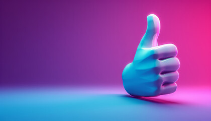 vector logo of a social media white thumbs up against a purple blue gradient backgroundcomposed of simple shapes,generative ai