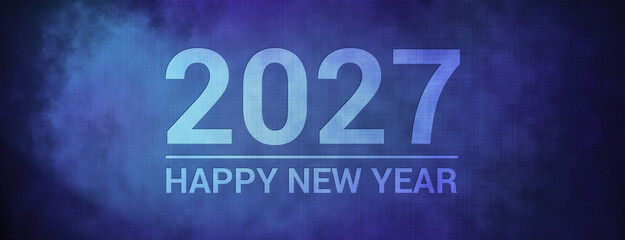 2027 Happy new isolated on fabric blue banner background abstract