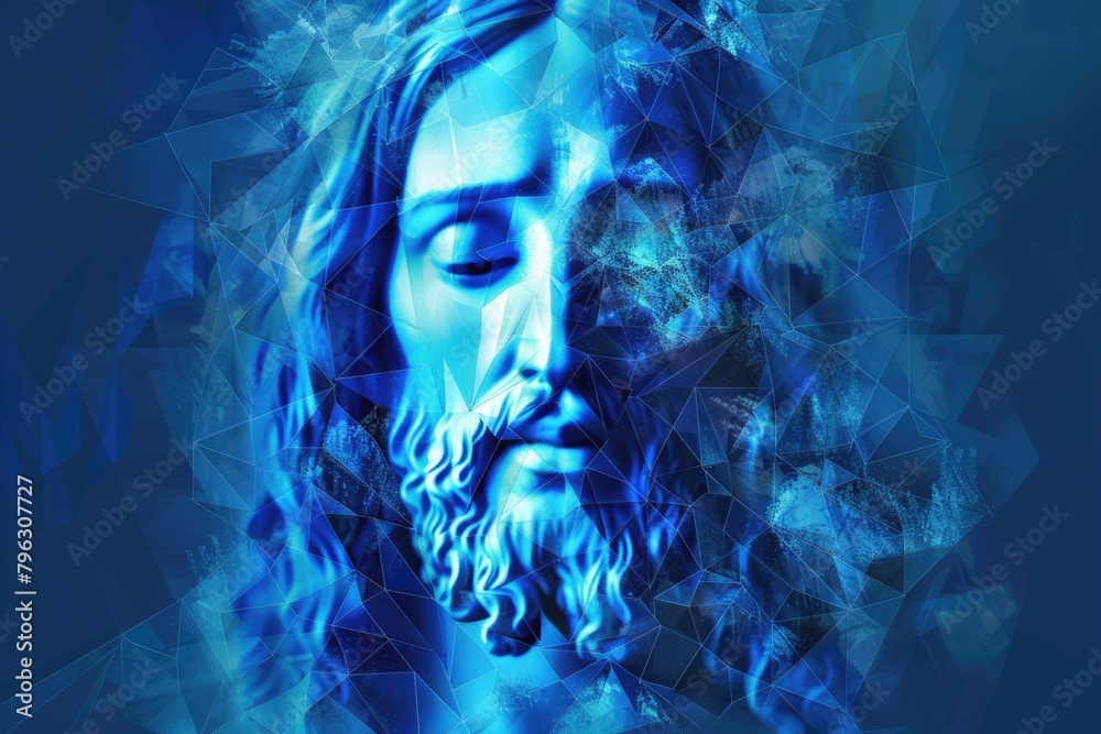 Poster a portrait of a man with long hair and a beard. suitable for various projects
