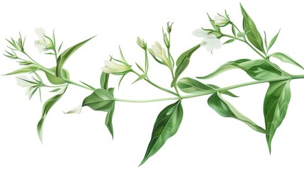 Detailed illustration of a plant with white flowers. Perfect for botanical designs