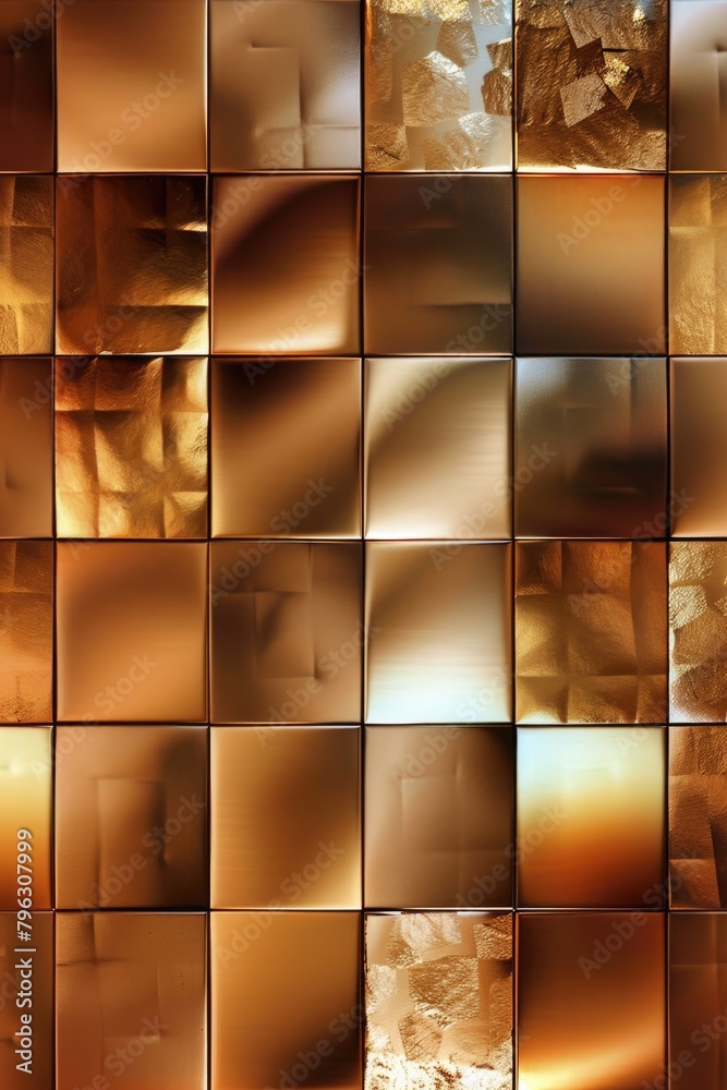 Poster a wall covered with different types of metallic tiles. suitable for interior design projects