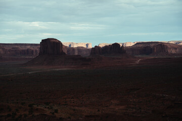 Sunlight on the mesas of the Monument Valley, Utah