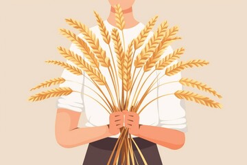 Obraz premium A person holding a bunch of wheat. Suitable for agricultural or farm-related concepts
