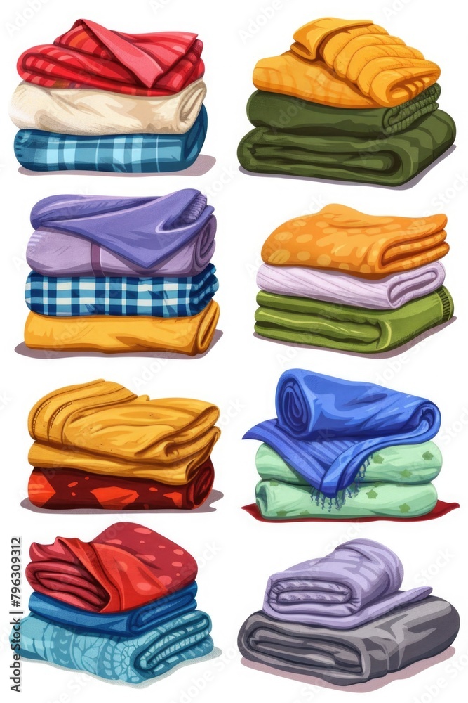 Poster neatly stacked towels on a clean white surface, perfect for spa or hotel concepts