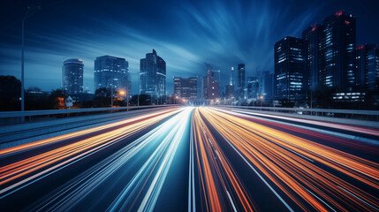 urban traffic on a city highway, long exposure photography