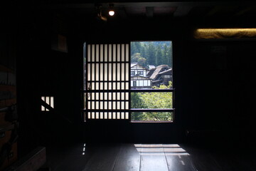 Japanese traditional wood house in village 