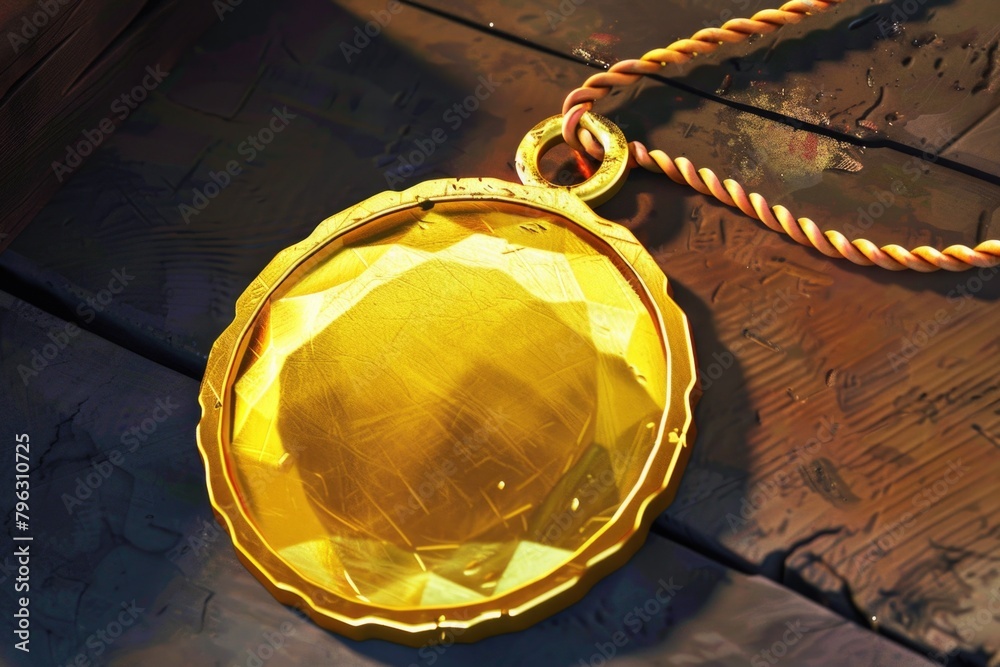 Poster A gold lock with a rope around it. Suitable for security concepts