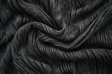 Detailed close up of black knit fabric, perfect for textile designs