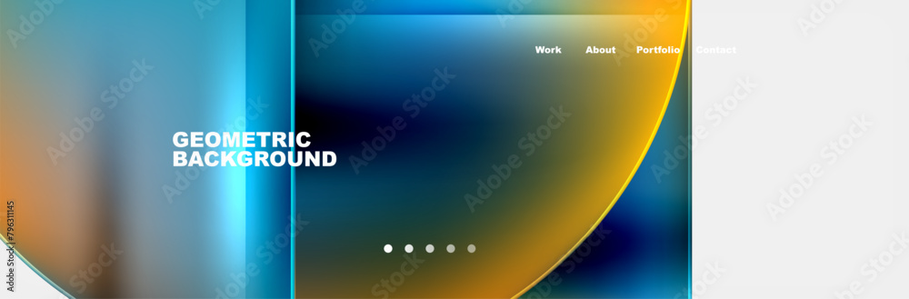 Poster the electric blue circle in the middle of a blue and yellow geometric background creates a calming a