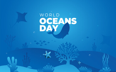 World Oceans Day Vector Background Design Illustration