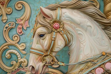 Ornate Detail in a Carousel Horse.