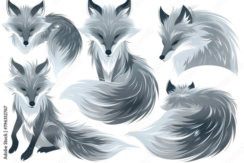 Poster Collection of four different images featuring a fox. Can be used for various projects