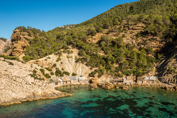 Es Portitxol cove is one of the most beautiful and remote coves in Ibiza, Sant Joan de Labritja, Balearic Islands, Spain