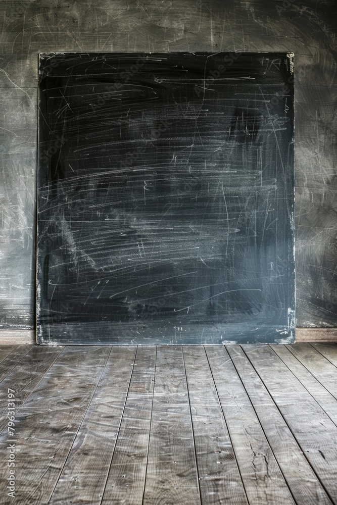 Aufkleber a simple empty room with a blackboard on the wall. suitable for educational concepts
