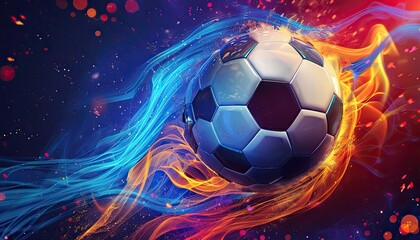 Football cup soccer ball. Sport poster infinity concept background