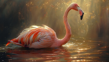 pink flamingo, sunlight.generative ai