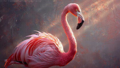 pink flamingo, sunlight.generative ai