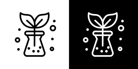 Plant icon. Flower. Potted plants. Clean air. Decoration. Black icon. Silhouette icon