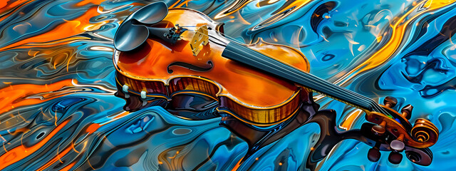 Symphonic Canvas: The Art of Violin Harmony - obrazy, fototapety, plakaty