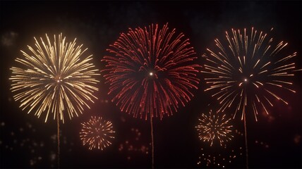 Fireworks at various festivals, fireworks of various colors, fireworks at night. - obrazy, fototapety, plakaty