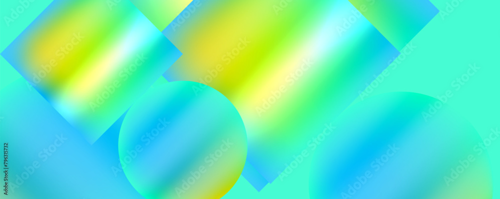 Aufkleber vibrant tints and shades of electric blue and grass green blend in a blurred image with geometric sh