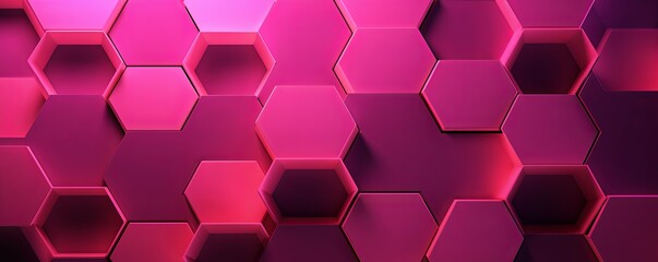 Magenta hexagons pattern on magenta background. Genetic research, molecular structure. Chemical engineering