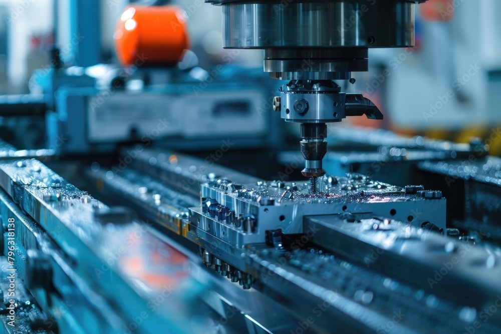 Poster detailed view of a machine in a factory, suitable for industrial concepts