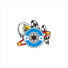 Vector racing eagle bird decorated with logo circle 