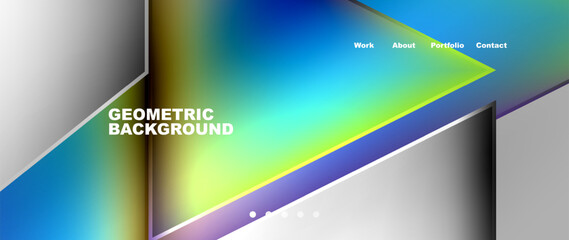 A rectangular geometric background featuring a rainbow colored gradient. The pattern includes tints and shades of electric blue, perfect for display on electronic devices like laptops and gadgets