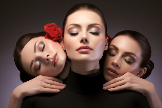 portrait of three beauty woman,art design