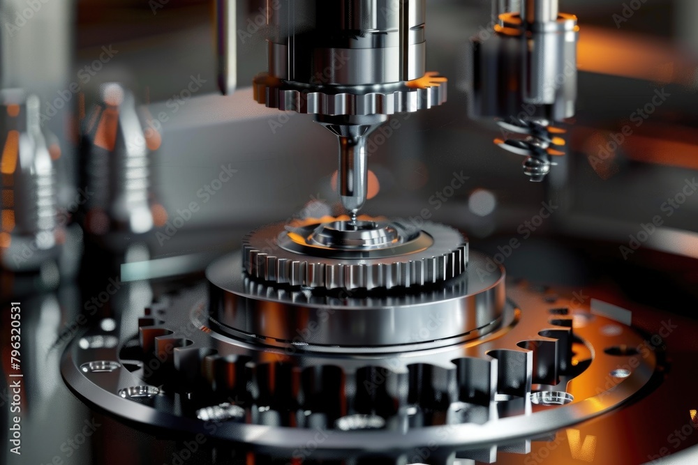 Aufkleber detailed close up of a machine with visible gears. suitable for industrial concepts