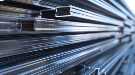 A bunch of metal bars stacked on top of each other. Suitable for industrial and construction concepts
