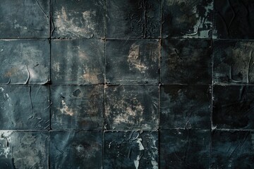 Obraz premium A black tiled wall with peeling paint. Suitable for background or texture use