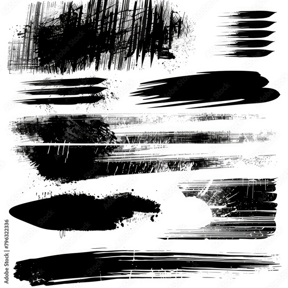 Poster abstract black and white paint strokes, versatile for various design projects