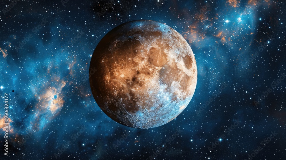 Poster a stunning image of a planet in the sky. perfect for science fiction or space-themed projects