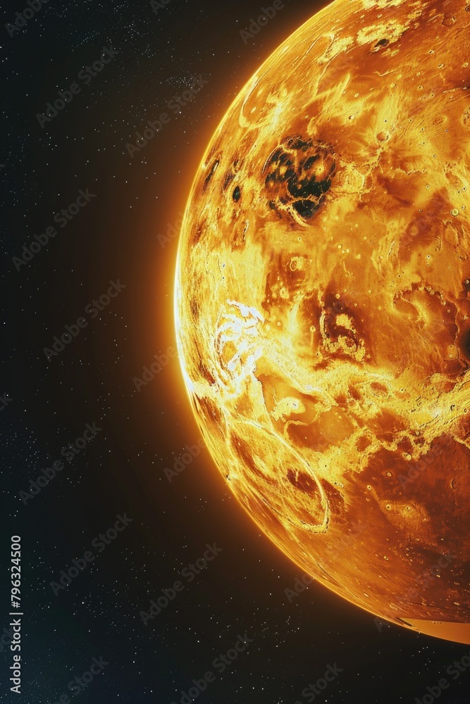 Poster close-up of the sun with a star in the background. suitable for astronomy concepts