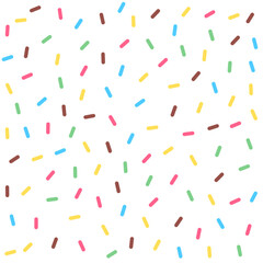 Donut, sweet confetti background. Sweet cake, donut confetti texture, seamless pattern. Colorful candy topping seamless background wallpaper.