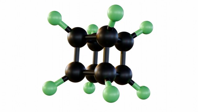 3d rendering of Octafluorocubane or perfluorocuban molecule, Cube-shaped molecule can hold a single electron