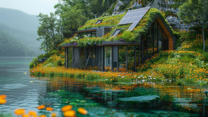 Sustainable living concepts, green technology, solar panels, clear skies, eco-conscious, documentary style,generative ai