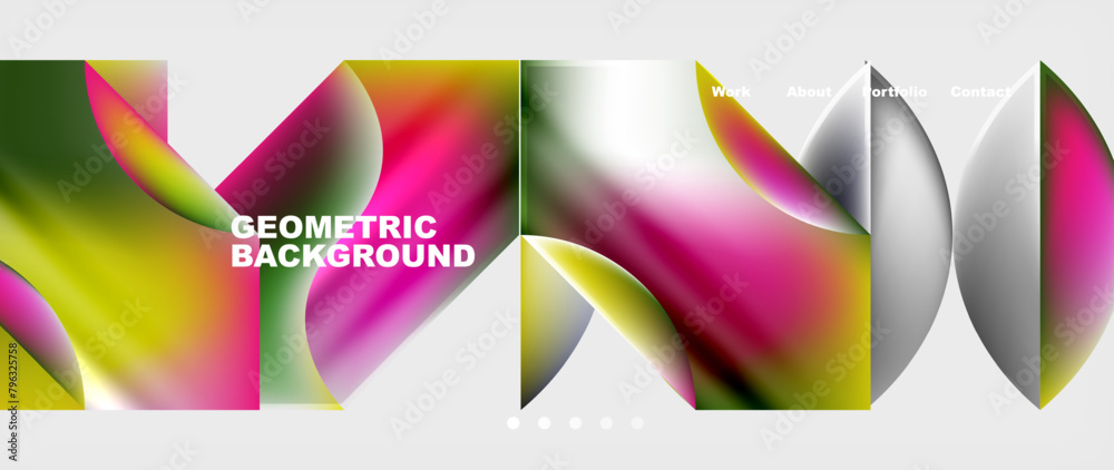Aufkleber A colorful geometric background resembling a rainbow with various shapes like rectangles and petals. Its a vibrant art piece inspired by flowering plants and nature
